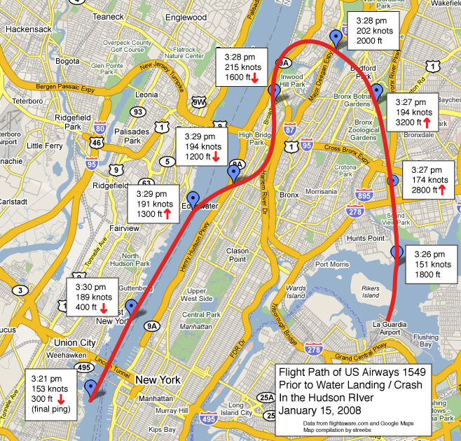 Here's the plane's flight path